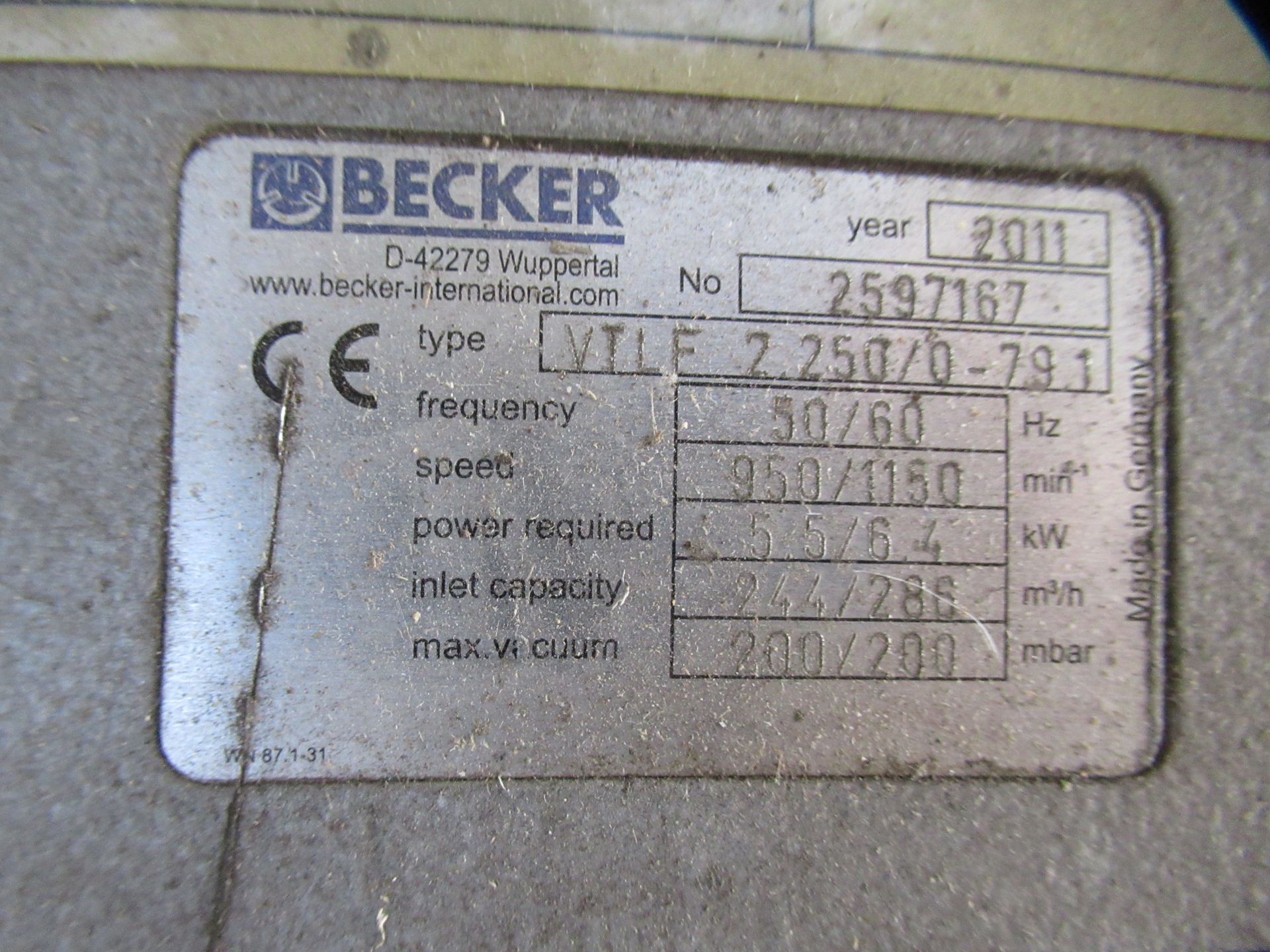 Becker VTLF-2.250/0-791 Vacuum Pump. - Image 5 of 5