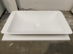 6x BTS Betacryl Acrylic Solid Surface Sinks, all Classic White, various models, and sizes