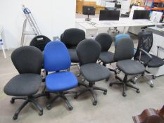 4x Matching Black and Chrome Chairs & 1 Other, and 7x Various Operators Chairs
