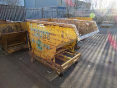2500KG Mobile Tipping Skip with Forklift Sleeves. Please note there is a £10 + VAT Lift Out Fee on t
