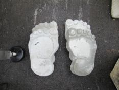 2x pair of feet stepping stones, A "Toby Jug" style planter