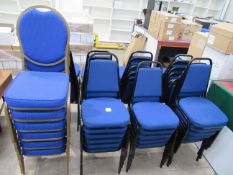 37 x Black Framed Blue Chairs and 6 x Gold Framed Blue Chairs