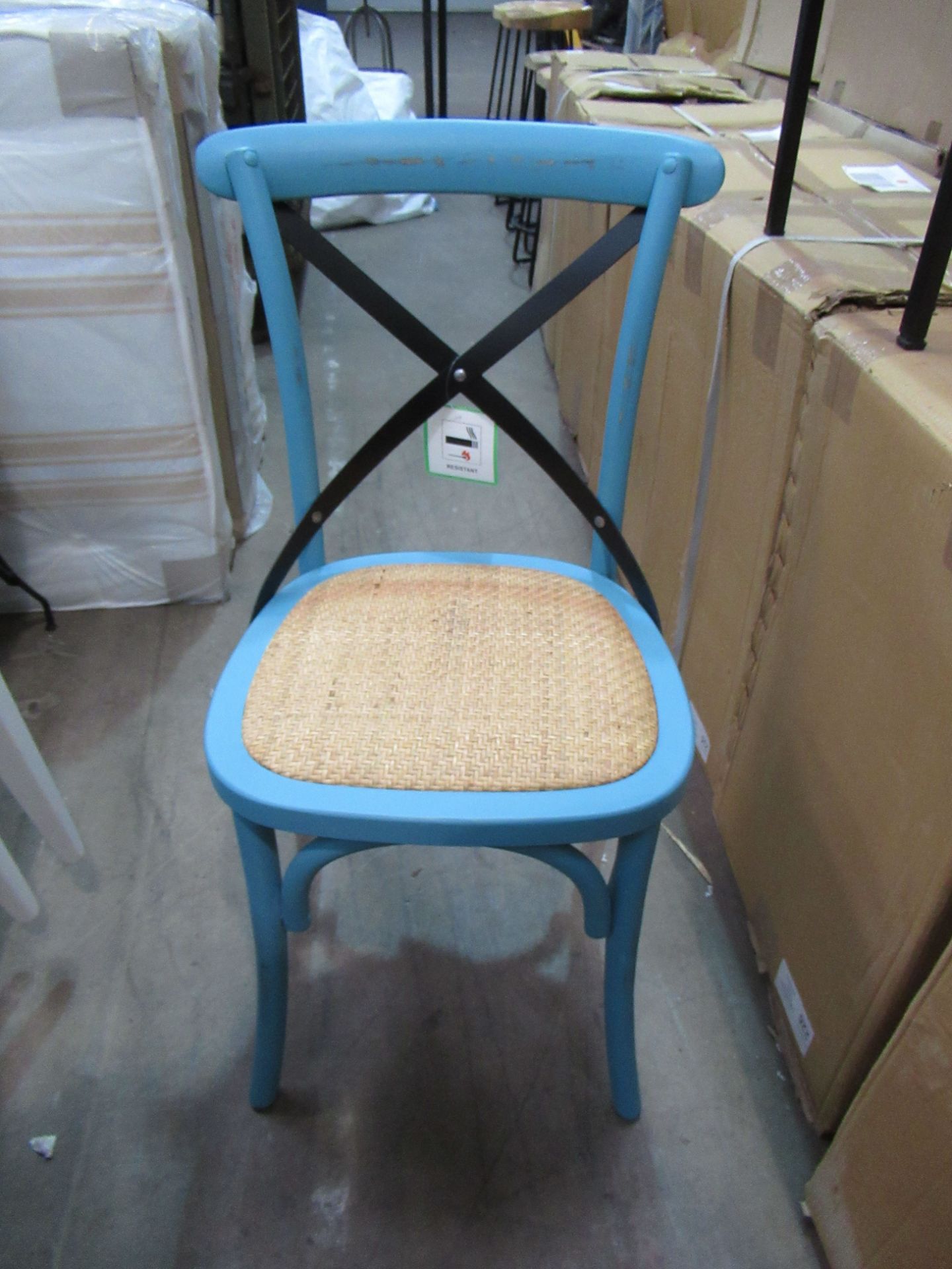 6x Palm Chairs with Hessian Seats in 'Blue'