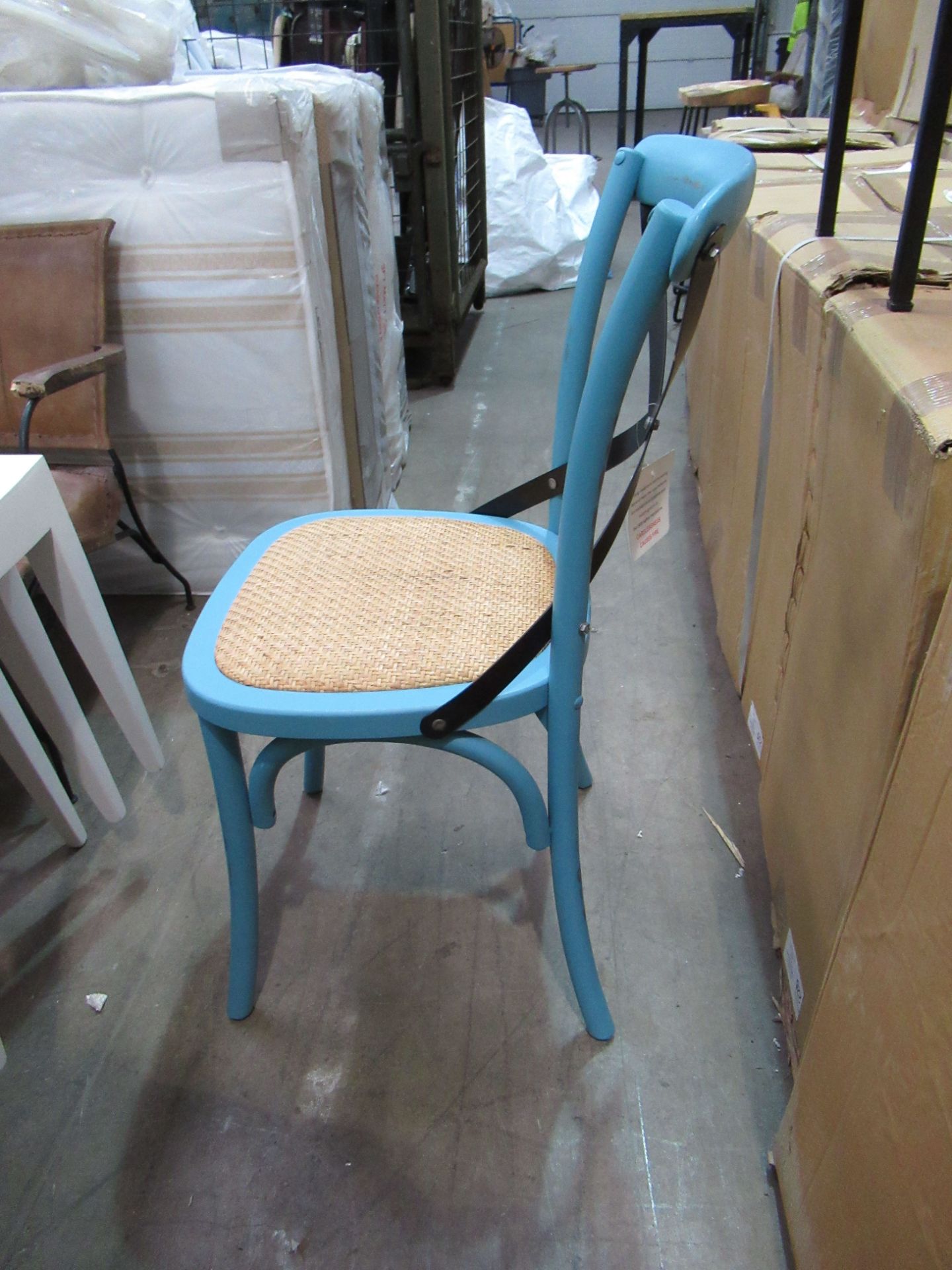 6x Palm Chairs with Hessian Seats in 'Blue' - Image 2 of 5