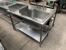 2-tier Stainless Steel Basin Sink Unit with Splashback