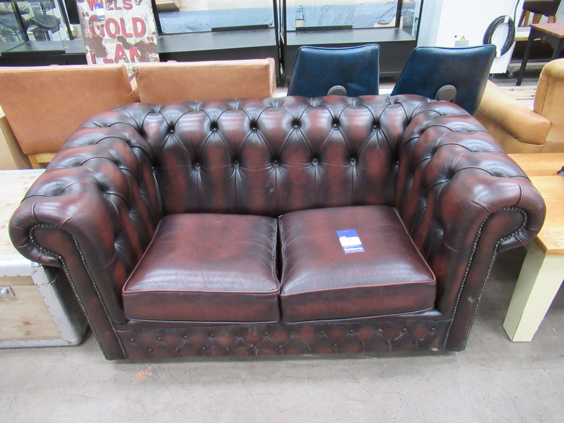 A Dark Brown 2 Seat Button Back Chesterfield Style Sofa