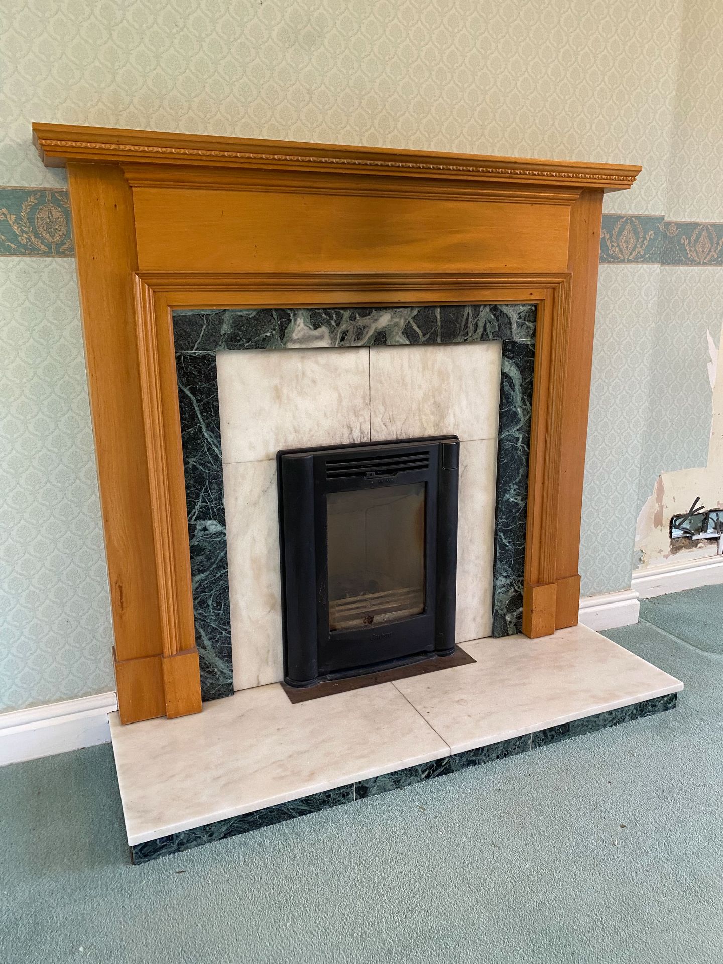 Marble Fireplace with Timber Surround