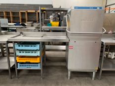 Hobart Stainless Steel Commercial Dishwasher with Corresponding Storage Table feat. Splashback etc