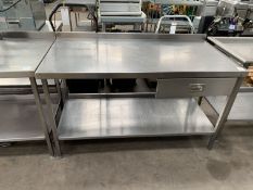 2-tier Stainless Steel Prep Table with Splashback, Adjustable Feet & Single Drawer