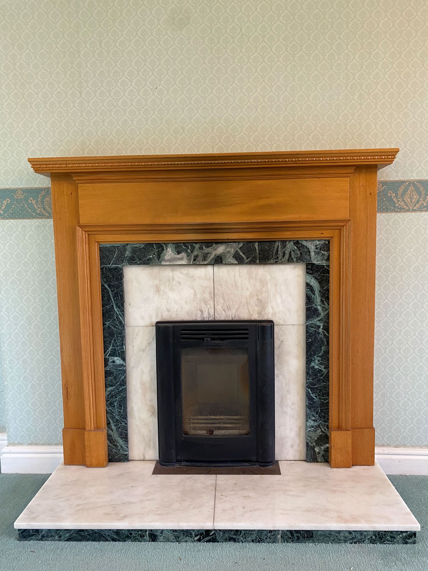Marble Fireplace with Timber Surround - Image 2 of 4
