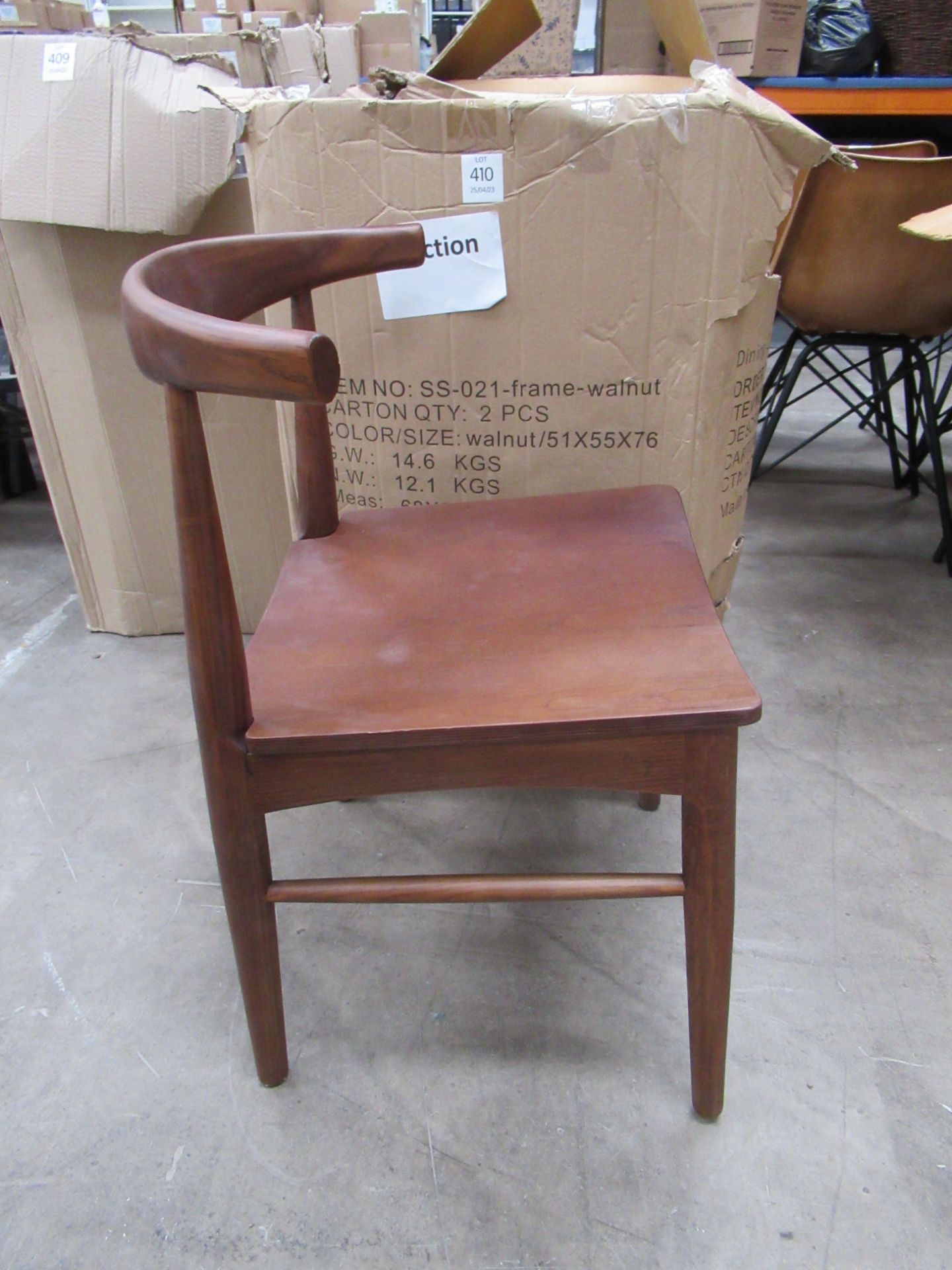 2x Cow Horn Chair Frames - colour Walnut - Image 3 of 3