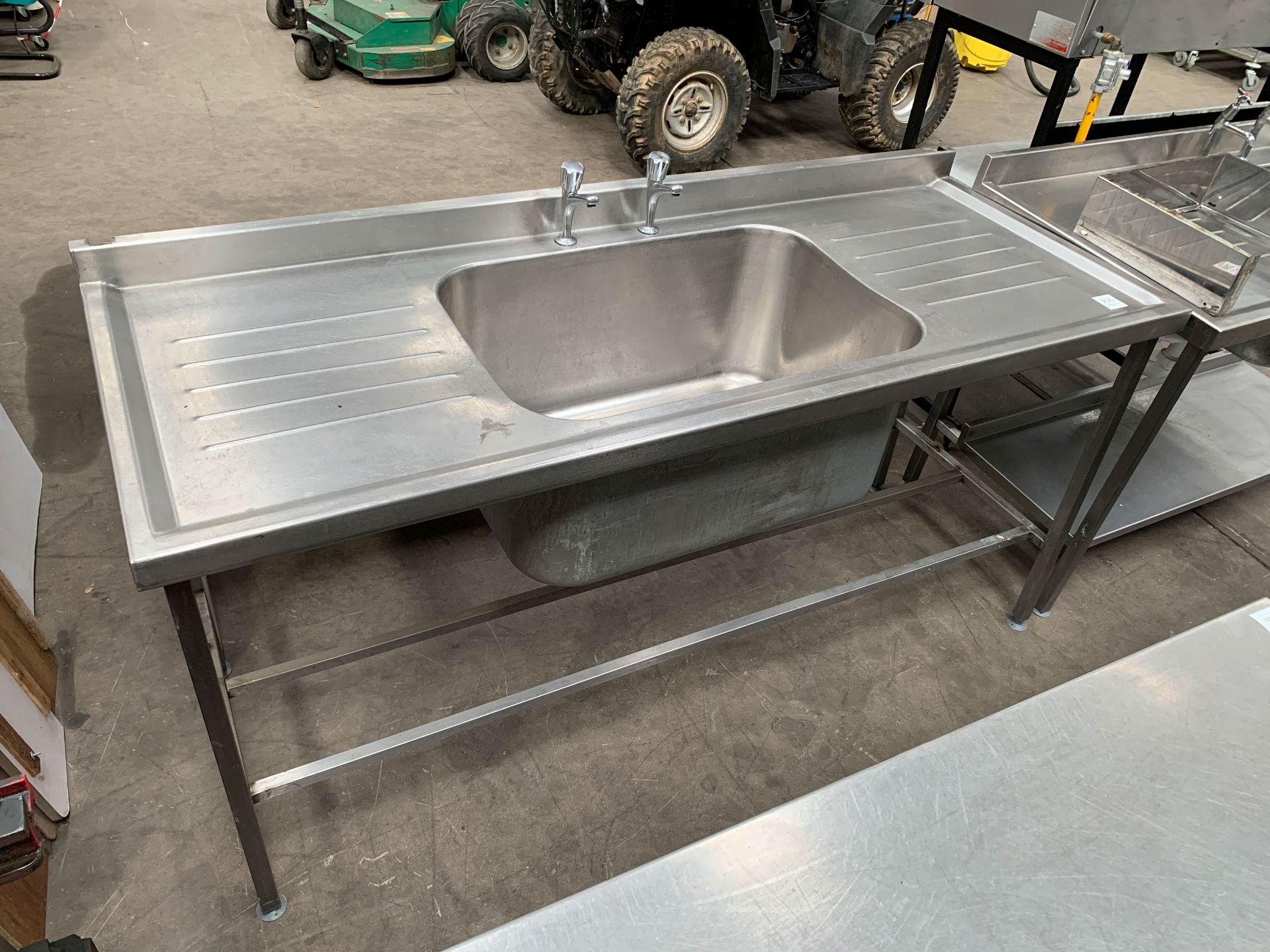 Large Stainless Steel Single Basin Sink Unit with Splashback