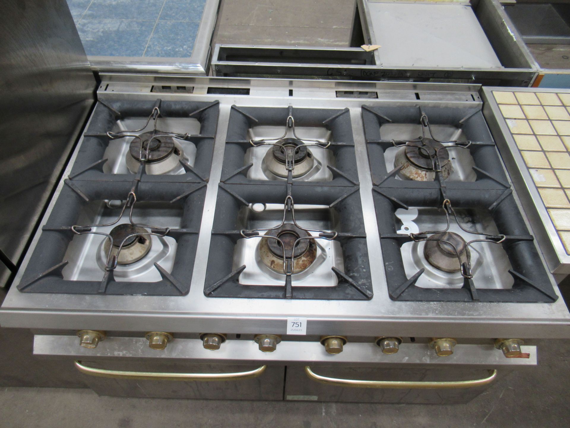 A Hobart BMG6B20 6x burner stainless steel oven. - Image 2 of 6