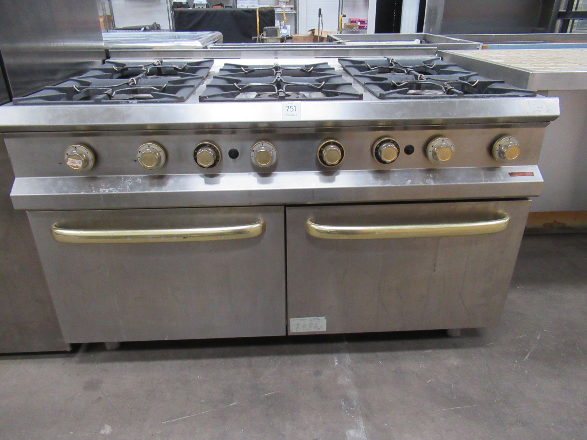 A Hobart BMG6B20 6x burner stainless steel oven. - Image 3 of 6