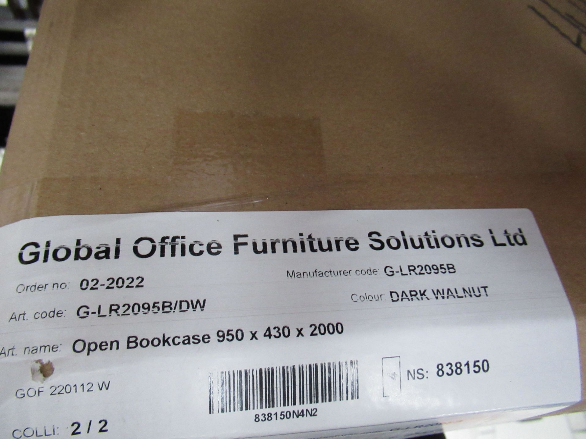 A Boxed Global Office Furniture Open Book Case - Dark Walnut colour - together with Boxed Doors - Image 5 of 5