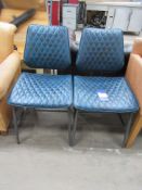 2x Dark Blue Chairs with Black Metal Frames