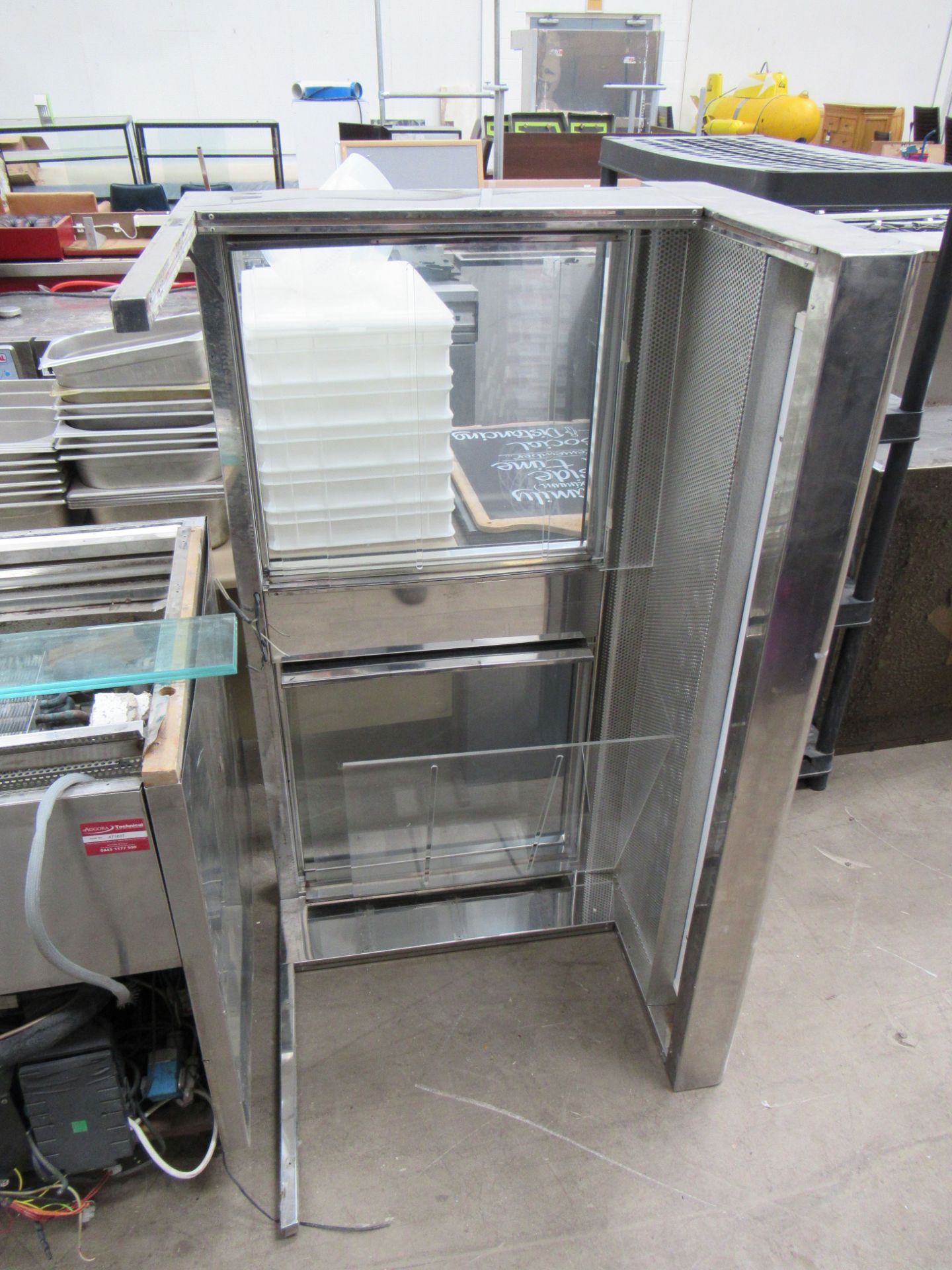A 4 part dismantled stainless steel shaped serving unit/counter with illuminated canopy - Image 2 of 18