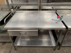 2-tier Stainless Steel Prep Table with Splashback, Adjustable Feet & Single Drawer