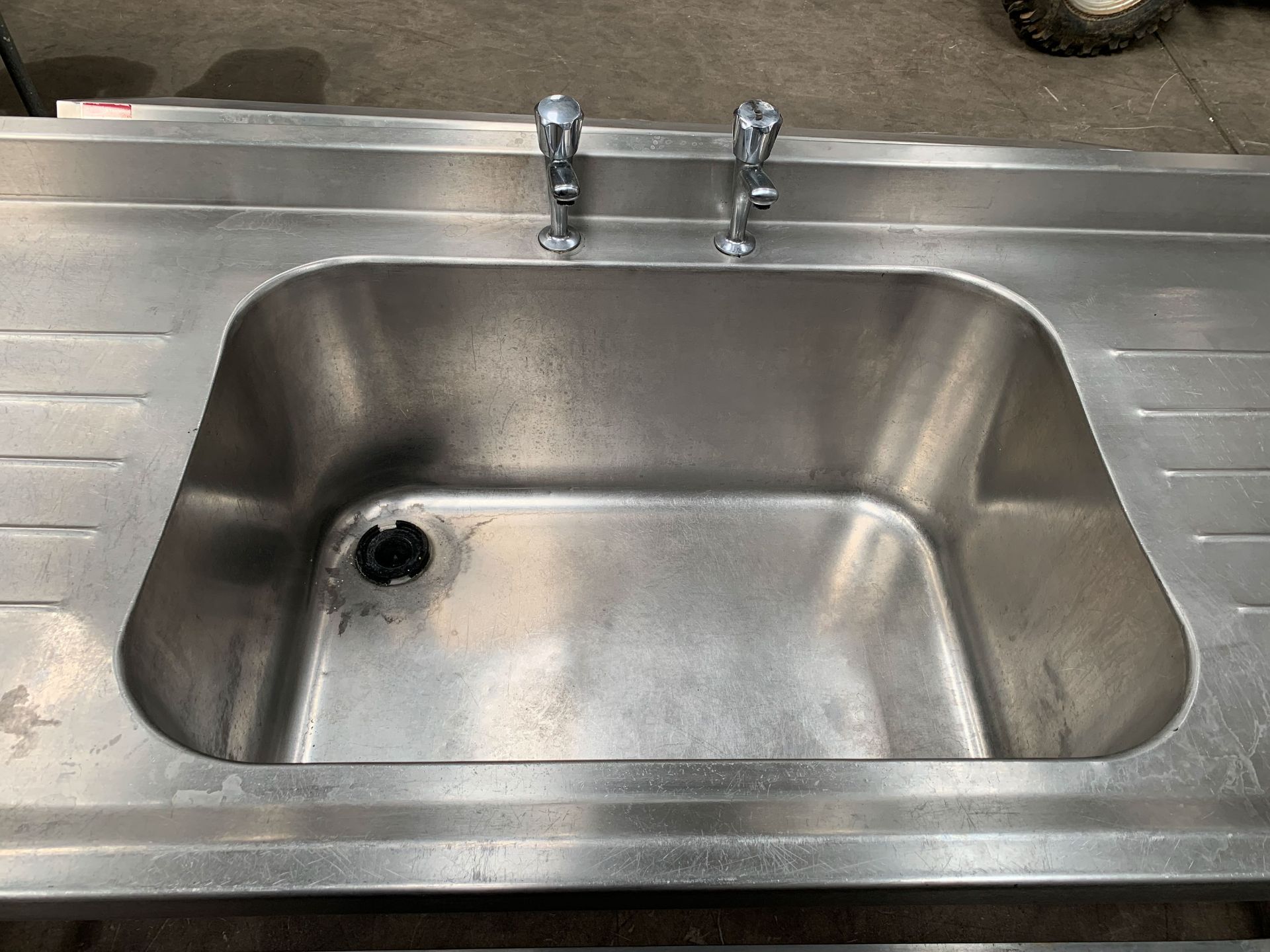 Large Stainless Steel Single Basin Sink Unit with Splashback - Image 2 of 2