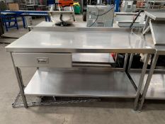 2-tier Stainless Steel Prep Table with Splashback, Adjustable Feet & Single Drawer