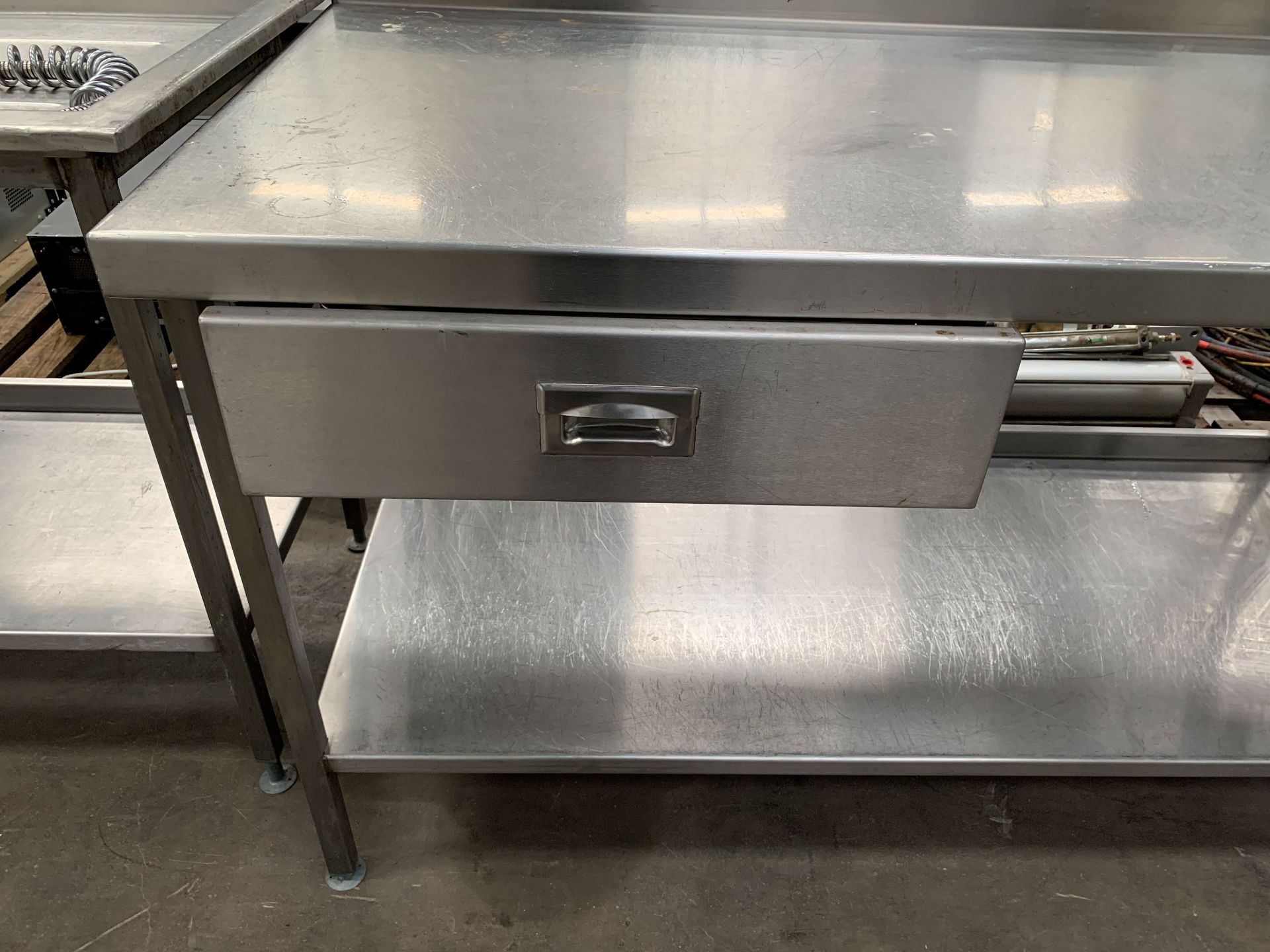 2-tier Stainless Steel Prep Table with Splashback, Adjustable Feet & Single Drawer - Image 2 of 2