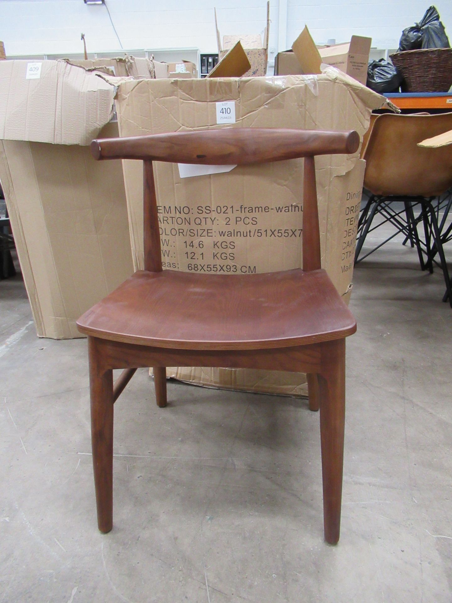 2x Cow Horn Chair Frames - colour Walnut - Image 2 of 3