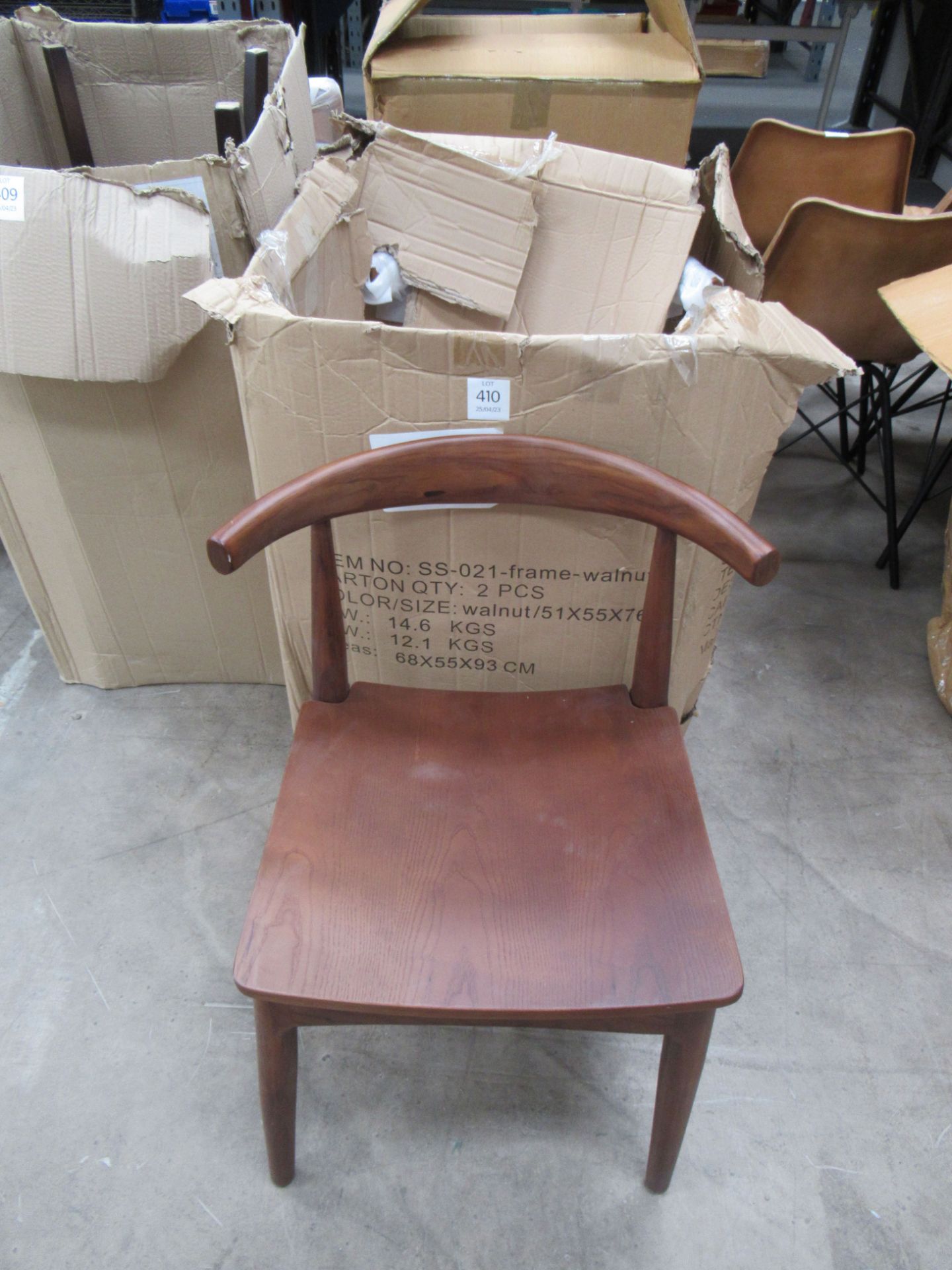 2x Cow Horn Chair Frames - colour Walnut