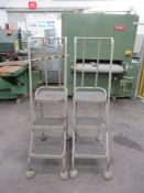 2x Three rung mobile platform ladders