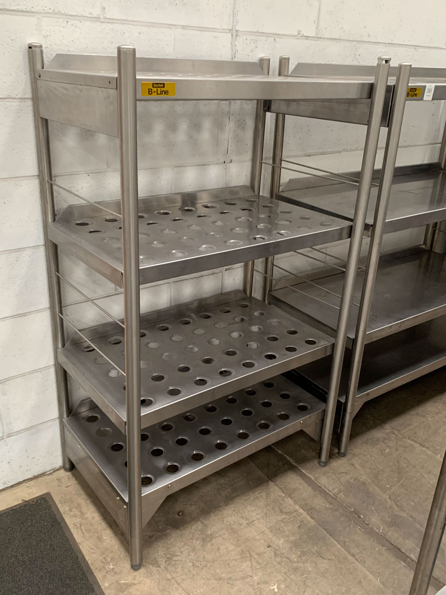 3x Stainless Steel 4 Shelf Boltless Shelving Units - one with holes - Image 2 of 4