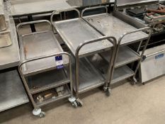 3x Stainless Steel Trollies; 2x 3-tier, 1x 2-tier