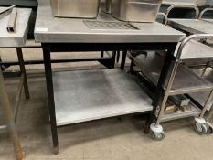 Stainless Steel Topped Prep Table with grated drain, undertier and splashback