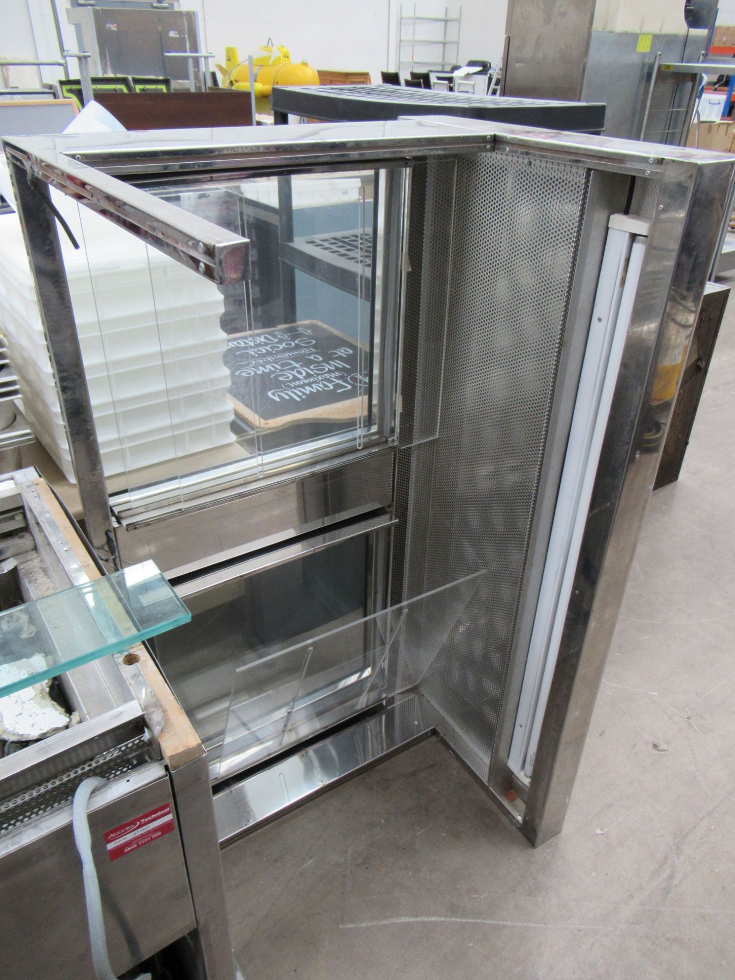 A 4 part dismantled stainless steel shaped serving unit/counter with illuminated canopy - Image 3 of 18