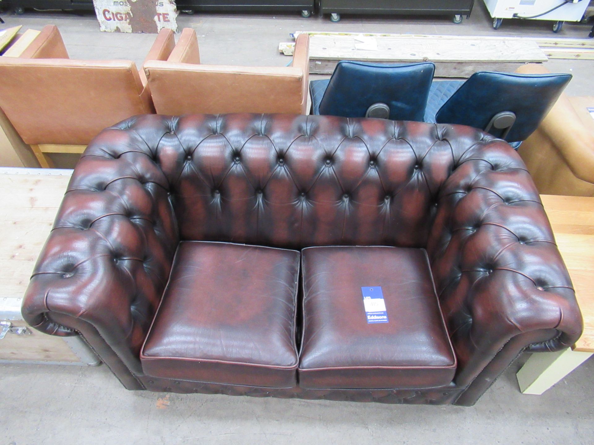 A Dark Brown 2 Seat Button Back Chesterfield Style Sofa - Image 2 of 2