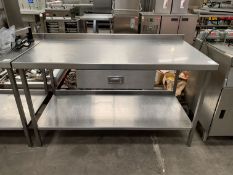 2-tier Stainless Steel Prep Table with Splashback, Adjustable Feet & Single Drawer