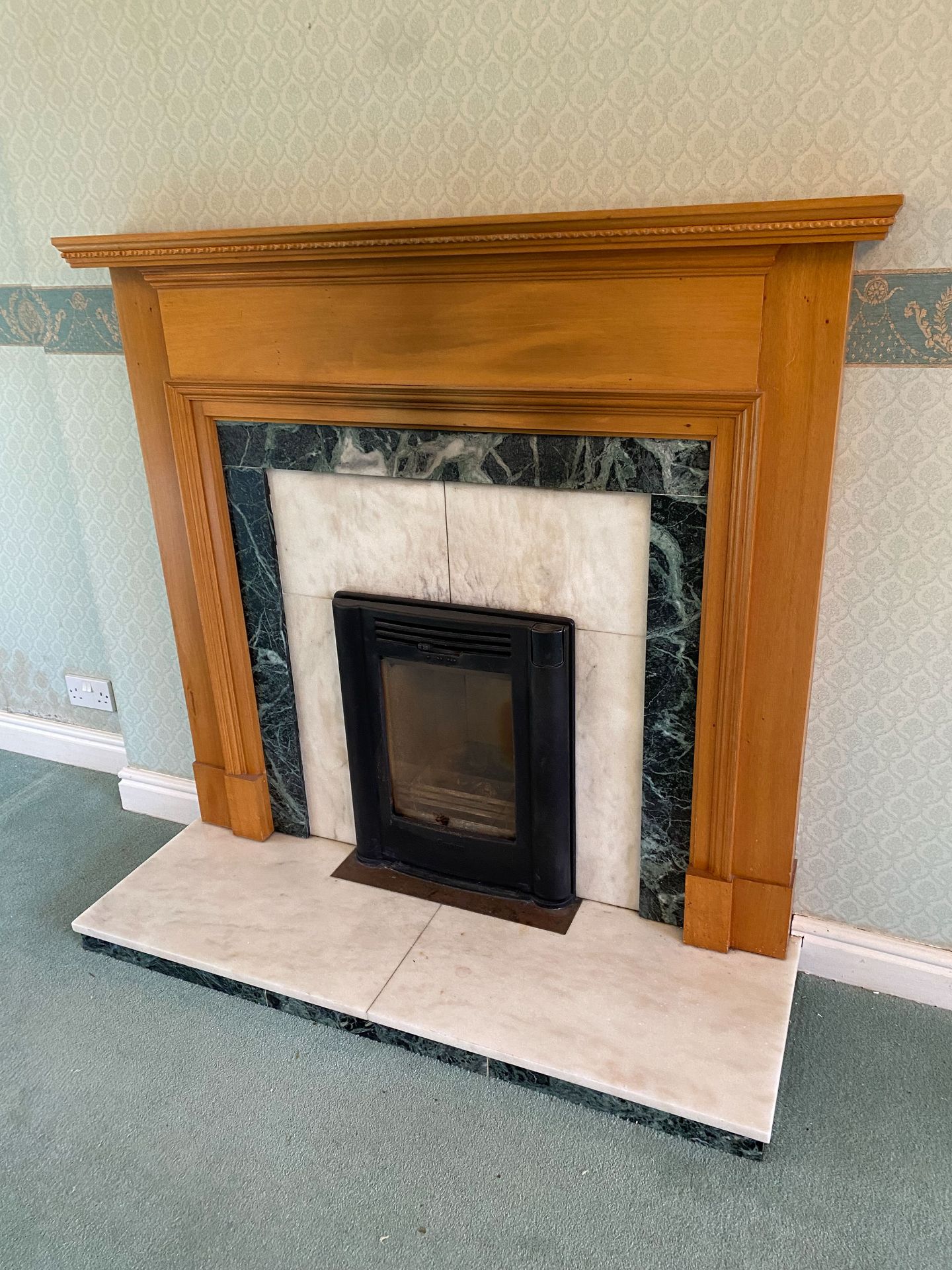 Marble Fireplace with Timber Surround - Image 3 of 4