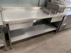 Large 2-tier Stainless Steel Prep Table with 2 Drawers and Splashback