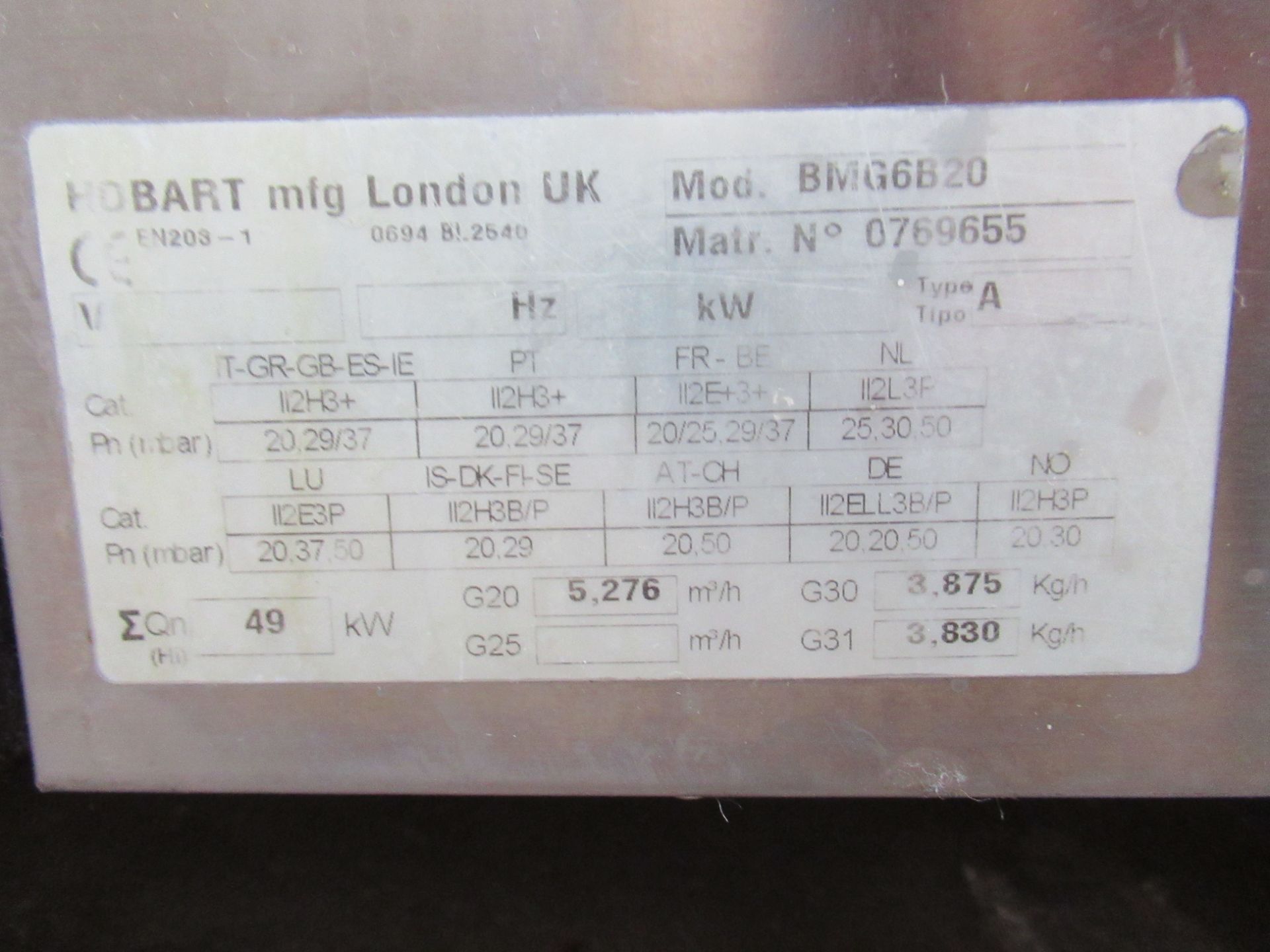 A Hobart BMG6B20 6x burner stainless steel oven. - Image 6 of 6