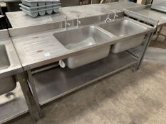 Large 2-tier Stainless Steel Double Sink Station with Splashback