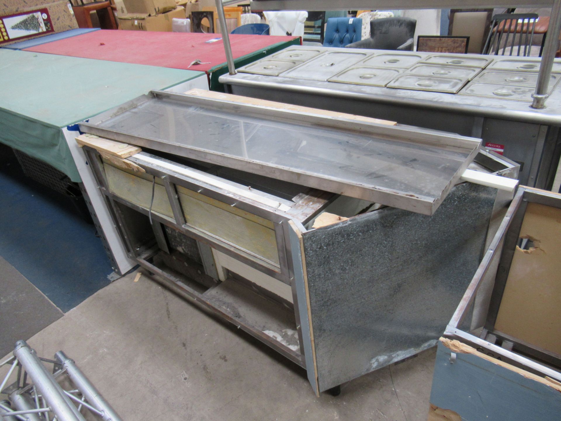 A 4 part dismantled stainless steel shaped serving unit/counter with illuminated canopy - Image 14 of 18
