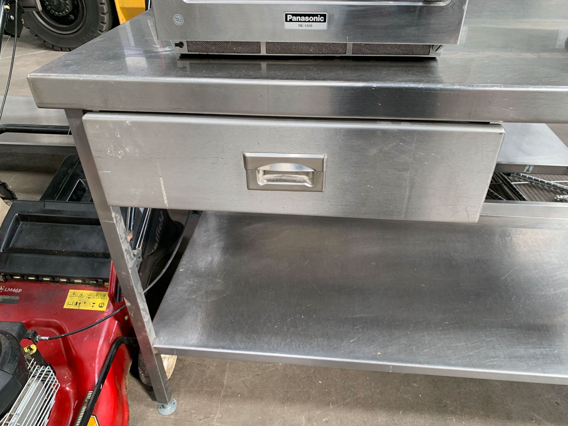 2-tier Stainless Steel Prep Table with Splashback, Adjustable Feet & Single Drawer - Image 2 of 2