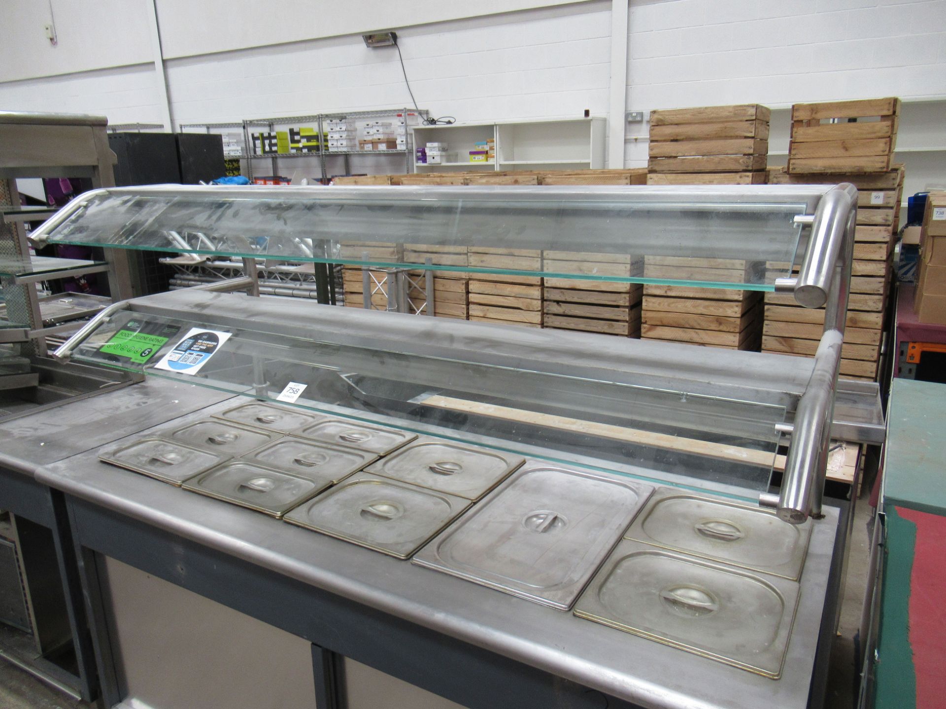 A stainless steel serving station, Bain Marie and hot cupboard with illuminated canopy - Image 2 of 4