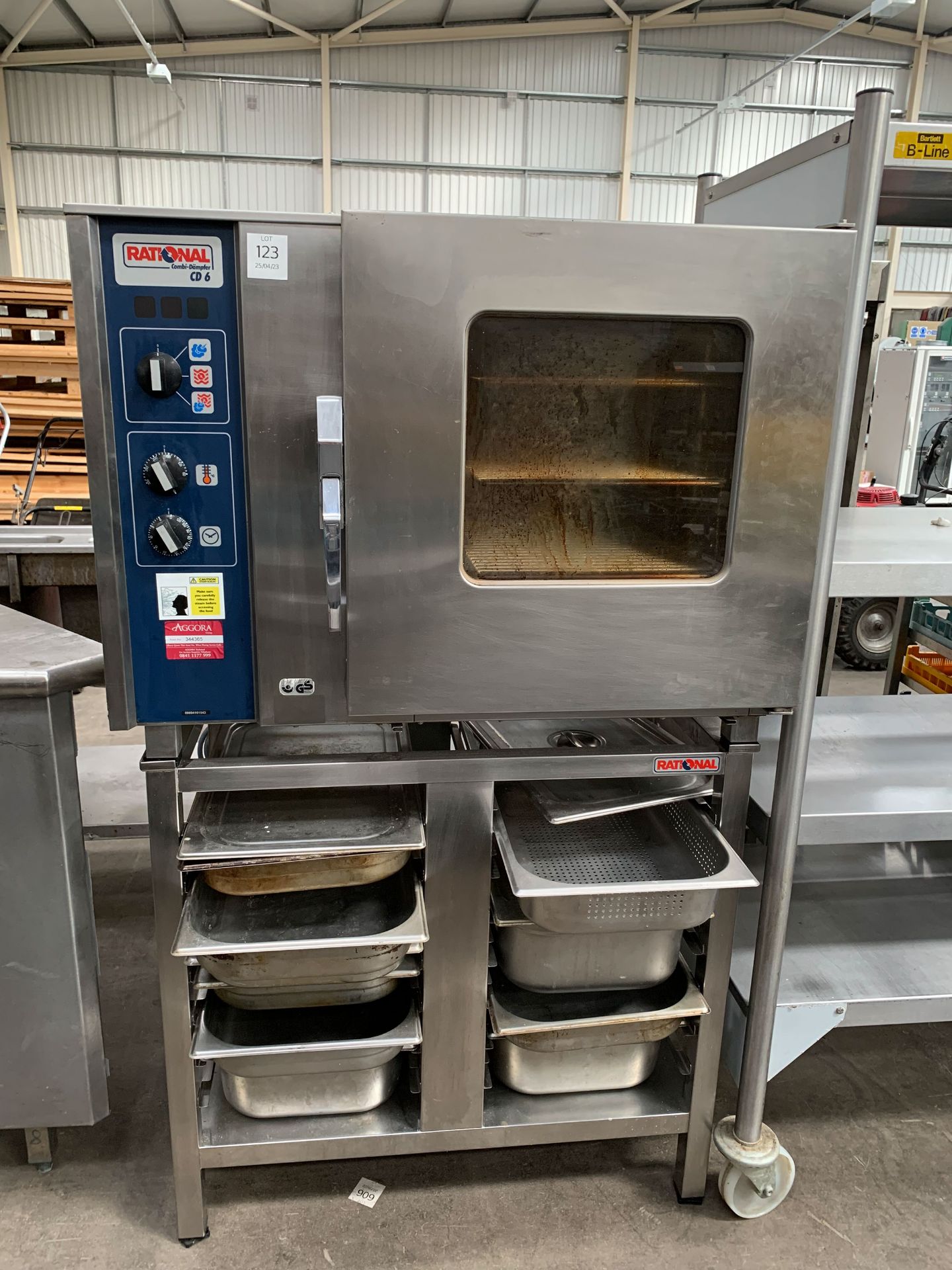 Rational CD6 Commercial Combination Oven, Mounted to Frame with qty of Gastronom Counters