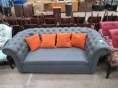 Leather Effect Chesterfield Sofa - see photos for condition