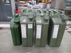 3x 20L Steel Jerry Cans and 1x 10L Steel Jerry Can