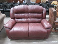 Maroon Coloured Two-Seater Leather Sofa
