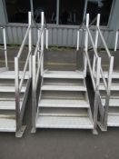 Stainless Steel Platform with 3 Checkered Plate Steps and Checkered Plate Platform Cover