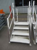 Stainless Steel Platform with 3 Checkered Plate Steps and Checkered Plate Platform Cover