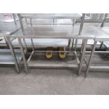 2x Stainless Steel Commercial Catering Prep Tables - one with splashback and single drawer