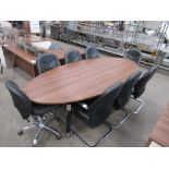 Boardroom Table with 6x Meeting Room Chairs and 2x Operators Chairs