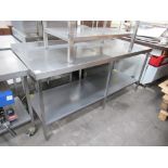 Large Stainless Steel Commercial Catering Prep Table with splashback and undertier